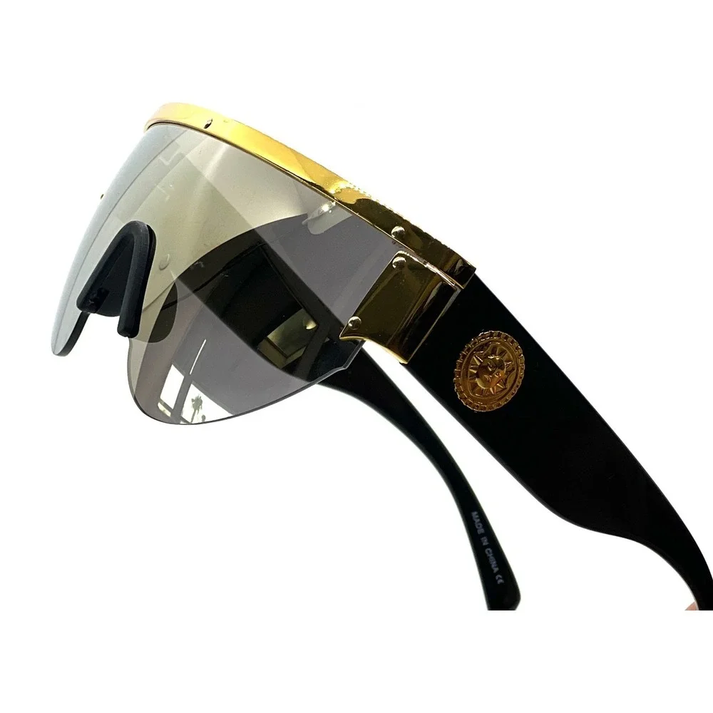 Sunglasses Gold Mirror Lens Trim Accents Designer Style Fashion Lentes Gafas New
